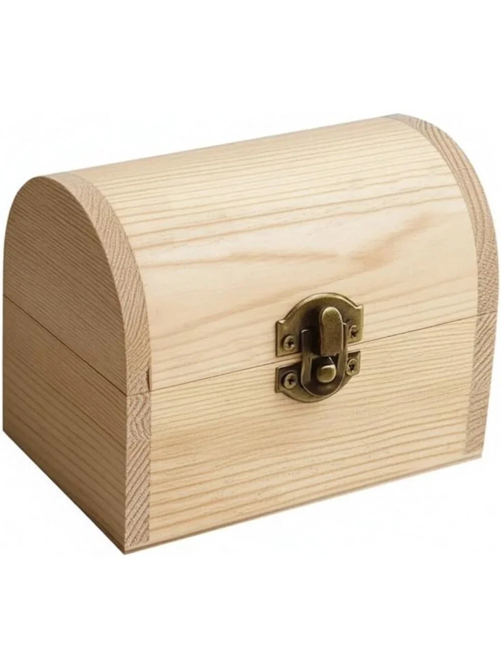 DIY Unfinished Wooden Treasure Chest Box with Bronze Clasp - Small Jewelry